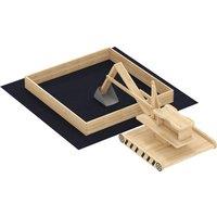 AIYAPLAY Wooden Sand Pit with Digger, Kids Sandbox Outdoor, SandPit with 360 Swivel Seat and Bottom Liner