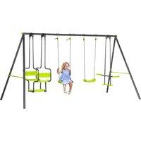 Outsunny Metal Garden Swing Set with Double Swings Glider Swing Seats Green