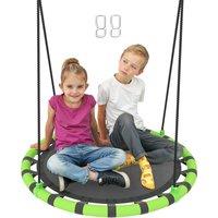 AIYAPLAY 100 cm Diameter Kid Nest Swing Seat with Height Adjustable Ropes for Outdoor Indoor, Black