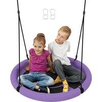 AIYAPLAY 100cm Diameter Nest Swing Seat for Kids with Height Adjustable Hanging Ropes for Outdoor, Playground, Garden, Purple