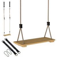 AIYAPLAY Wooden Swing Seat, Kids Swing Set with Adjustable Rope and Tree Straps, Outdoor Playground Playset for Kids