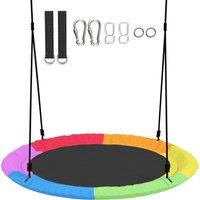 AIYAPLAY Tree Swing Seat, 120cm Kids Saucer Swing with Adjustable Ropes and Tree Straps, 300kg Capacity, Multicolour