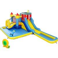 AIYAPLAY Inflatable Bouncy Castle, Kids Water Bounce House 6 in 1 with 550W Blower, 2 Slides for Garden, Party, Outdoor Indoor