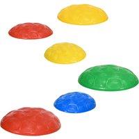 ZONEKIZ 6Pcs Kids Stepping Stones with Non-Slip Mats, Balance River Stones Indoor Outdoor Sensory Toys for 3-8 Years Old Aosom UK