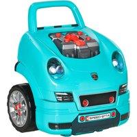 HOMCOM Kids Truck Engine Toy Set, Educational Car Service Station Playset, Take Apart Workshop, w/ Steering Wheel, for 3-5 Years Old Teal Green