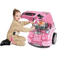 HOMCOM Kids Truck Engine Toy Set, with Horn, Light, Car Key, for Ages 3-5 Years - Pink