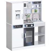 AIYAPLAY Pretend Play Toy Kitchen, Kids Kitchen Playset w/ Sounds and Lights Running Water, Coffee Maker, Refrigerator Aosom UK