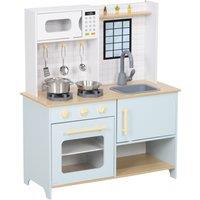 AIYAPLAY Pretend Play Kitchen, Kids Kitchen Playset with Light & Sound Stove, Turning Knobs, Cooking Accessories