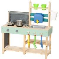 AIYAPLAY Mud Kitchen with Working Faucet, Kids Play Kitchen with Flower Pots, Kitchen Accessories, Planting Tools, Blue