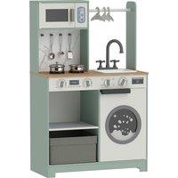 AIYAPLAY Kids Play Kitchen, Pretend Play Toy Kitchen Playset with Stove, Sink, Microwave, 5Pcs Accessories for 3-6 Years, Green
