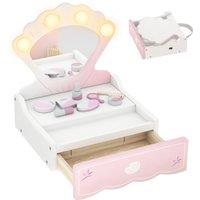 AIYAPLAY Kids Vanity Table, Portable Girls Dressing Table with Lights, Mirror, Drawer, Accessories, Gift for Girls 3-6 Years