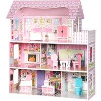 AIYAPLAY Dolls House, 6 Rooms Modern Dollhouse with LED Lights, 8 Furniture Pieces, 3-Level Playhouse Gift for Kids 3-6 Years