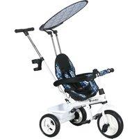 HOMCOM 4 in 1 Tricycle for Kids with 5-point harness straps, Removable Canopy, Blue Aosom UK