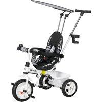 HOMCOM 4 in 1 Tricycle for Kids with 5-point harness straps, Removable Canopy, White