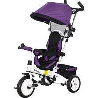 HOMCOM 4 in 1 Kids Trike Push Bike w/ Push Handle, Canopy, 5-point Safety Belt, Storage, Footrest, Brake, for 1-5 Years, Purple Aosom UK