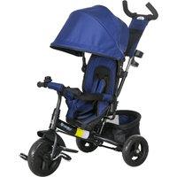 HOMCOM 4 in 1 Kids Trike Push Bike w/ Push Handle, Canopy, 5-point Safety Belt, Storage, Footrest, Brake, for 1-5 Years, Blue Aosom UK