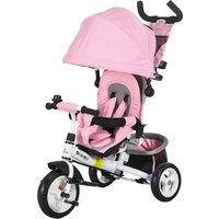 HOMCOM 4 in 1 Kids Trike Push Bike w/ Push Handle, Canopy, 5-point Safety Belt, Storage, Footrest, Brake, for 1-5 Years, Pink Aosom UK