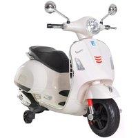 Vespa Kids Ride On Motorcycle, 6V, W/LED Lights - White - HOMCOM