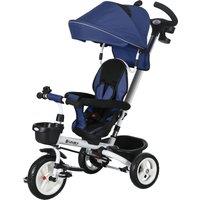 HOMCOM Metal Frame 4 in 1 Baby Push Tricycle with Parent Handle for 1-5 Years Old, Dark Blue Aosom UK