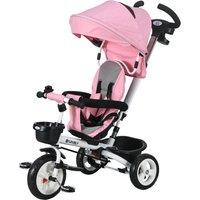 HOMCOM Metal Frame 4 in 1 Baby Push Tricycle with Parent Handle for 1-5 Years Old, Pink Aosom UK