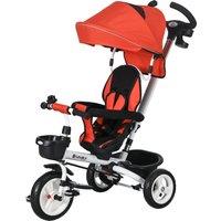 HOMCOM Metal Frame 4 in 1 Baby Push Tricycle with Parent Handle for 1-5 Years Old, Red Aosom UK