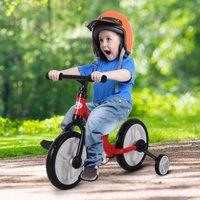 HOMCOM Toddler Balance Bike: Durable PP Frame with Removable Stabilisers, Vibrant Red Aosom UK