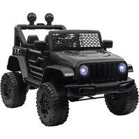 HOMCOM 12V Battery-powered 2 Motors Kids Electric Ride On Car Truck Off-road Toy with Parental Remote Control Horn Lights for 3-6 Years Old Black