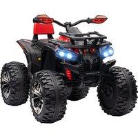 HOMCOM 12V Quad Bike ATV with LED Lights, Music, Backrest, Forward, Backward, Red Aosom UK