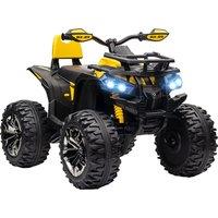 HOMCOM 12V Quad Bike ATV with LED Lights, Music, Backrest, Forward, Backward, Yellow Aosom UK