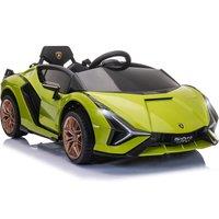 HOMCOM Compatible 12V Battery-powered Kids Electric Ride On Car Lamborghini SIAN Toy with Parental Remote Lights MP3 for 3-5 Years Green Aosom UK