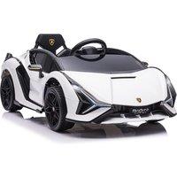 HOMCOM Compatible 12V Battery-powered Kids Electric Ride On Car Lamborghini SIAN Toy w/ Remote Control Lights MP3 for 3-5 Years Old White Aosom UK