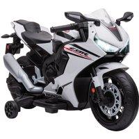 HOMCOM Electric Ride On Motorcycle with Headlights Music, 6V Battery Powered Kids Motorcycle Vehicle with Training Wheels, for 3-5 Years Old, White