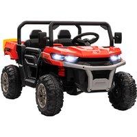 HOMCOM 12V Two-Seater Kids Electric Ride-On Car, with Electric Bucket, Remote Control - Red Aosom UK