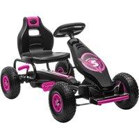 HOMCOM Children Pedal Go Kart, Racing Go Cart w/ Adjustable Seat, Inflatable Tyres, Shock Absorb, Handbrake, for Kids Aged 5-12, Pink Aosom UK