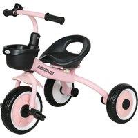 AIYAPLAY Kids Trike, Tricycle, with Adjustable Seat, Basket, Bell, for Ages 2-5 Years - Pink Aosom UK