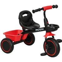 AIYAPLAY Kids Trike for 2-5 Years with Adjustable Seat, Pedal, Baskets, Red Aosom UK
