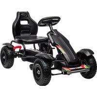 HOMCOM Kids Pedal Go Kart, Metal Frame with Adjustable Seat, Inflatable Tyres for Outdoor Fun, Black Aosom UK