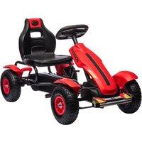 HOMCOM Go Kart for Kids, Pedal Powered Ride On, Adjustable Seat, Pneumatic Tyres, Handbrake, for 5-12 Years, Red Aosom UK