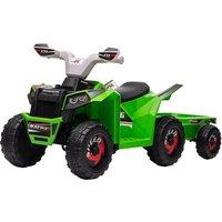 HOMCOM 6V Quad Bike with Back Trailer, Wear-Resistant Wheels, for Ages 18-36 Months, Green