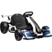 HOMCOM 24V Electric Go Kart for Kids with Adjustable Seat for 6-12 Years Old, White Aosom UK