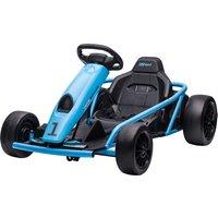 HOMCOM 24V Drift Go Kart for Kids with Drift Mode, 2 Speeds, Steering Wheel, Rechargeable Batteries, Blue Aosom UK
