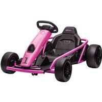 HOMCOM 24V Electric Go Kart for Kids, Drift Ride-On Racing Go Kart with 2 Speeds, for Boys Girls Aged 8-12 Years Old, Pink Aosom UK