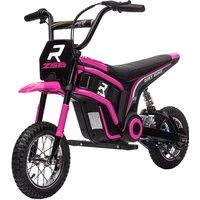 HOMCOM 24V Electric Motorbike, Dirt Bike with Twist Grip Throttle, Music Horn, 12 Pneumatic Tyres, 16 Km/h Max. Speed, Pink