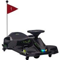 HOMCOM 12V Kids Electric Go Kart with Music, LED Lights, Slow Start, Black Aosom UK