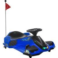 HOMCOM 12V Kids Electric Go Kart, Ride on Drift Car with 2 Speeds, Soft Start, Music, Colourful LED Lights for Ages 8-12, Blue