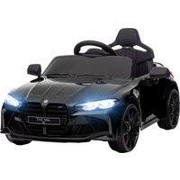 AIYAPLAY 12V BMW M4 Licensed Kids Car with Easy Transport, Remote Control, Suspension, Music, Horn, LED Lights - Black