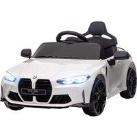 AIYAPLAY 12V BMW M4 Licensed Kids Car with Easy Transport, Remote Control, Suspension, Music, Horn, LED Lights - White