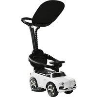 AIYAPLAY Bentley Bentayga Licensed 3-in-1 Baby Push Car, Ride on Car Sliding Car with Canopy, Horn Music - White Aosom UK