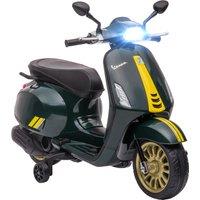 AIYAPLAY 12V Vespa Licensed Kids Electric Motorbike w/ Music, Headlights, FM Radio, for 3-6 Years - Green Aosom UK
