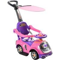 AIYAPLAY 3 in 1 Ride on Push Car, Cartoon Robot Theme Foot to Floor Slider w/ Handle Light Music Horn, Storage - Pink Aosom UK